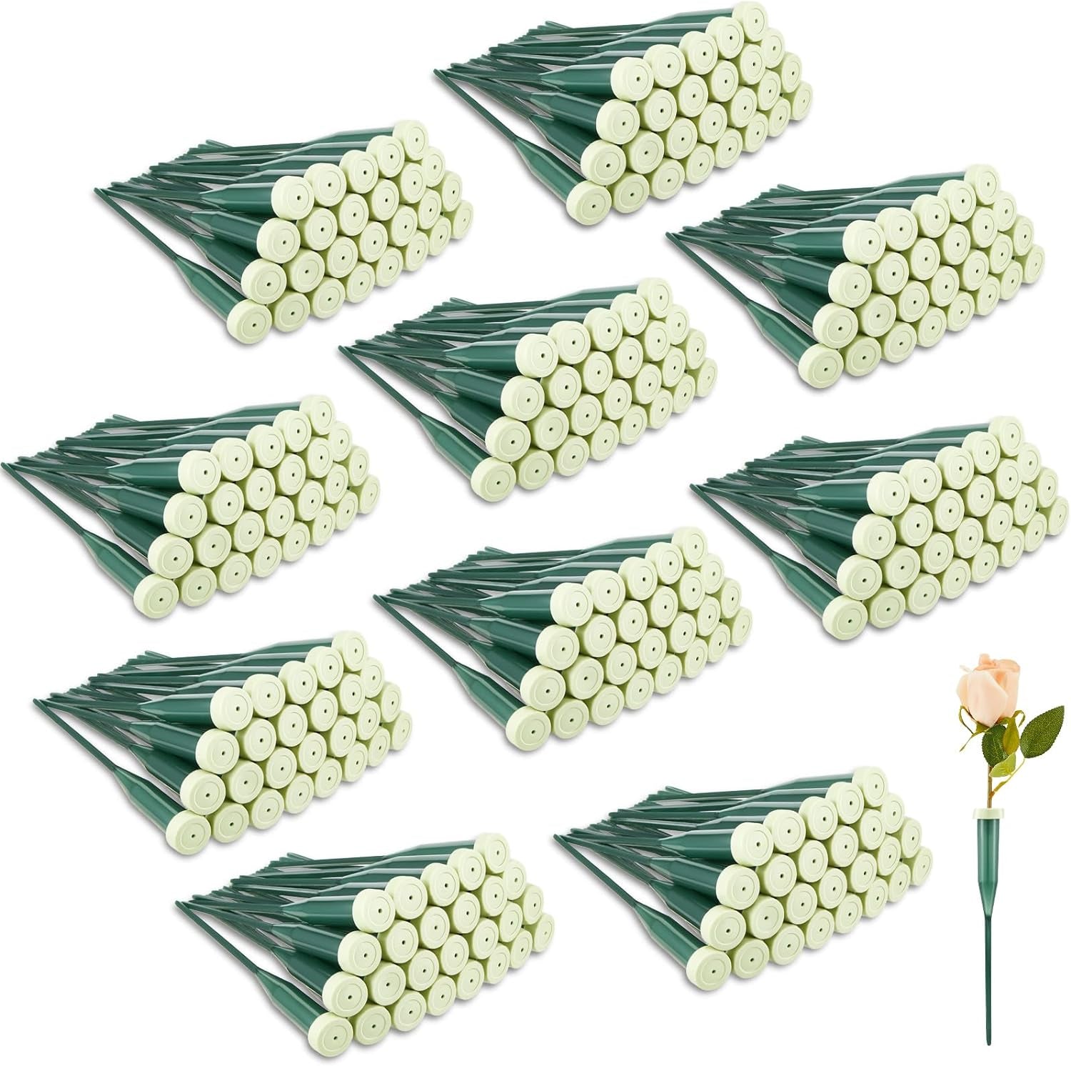 270 Pcs Floral Water Tubes Plastic Green Floral Tubes with Rubber Caps Fresh Flower Water Tubes Flower Arrangements Supplies for Bouquet Stem Supplies, 6 Inches