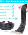 150Pcs Black Necklace String Cord Bulk for Charms Pendants, Waxed Cotton Cord with Jewelry Clasps for Bracelets, Necklaces, Jewelry Making and Beading Supplies