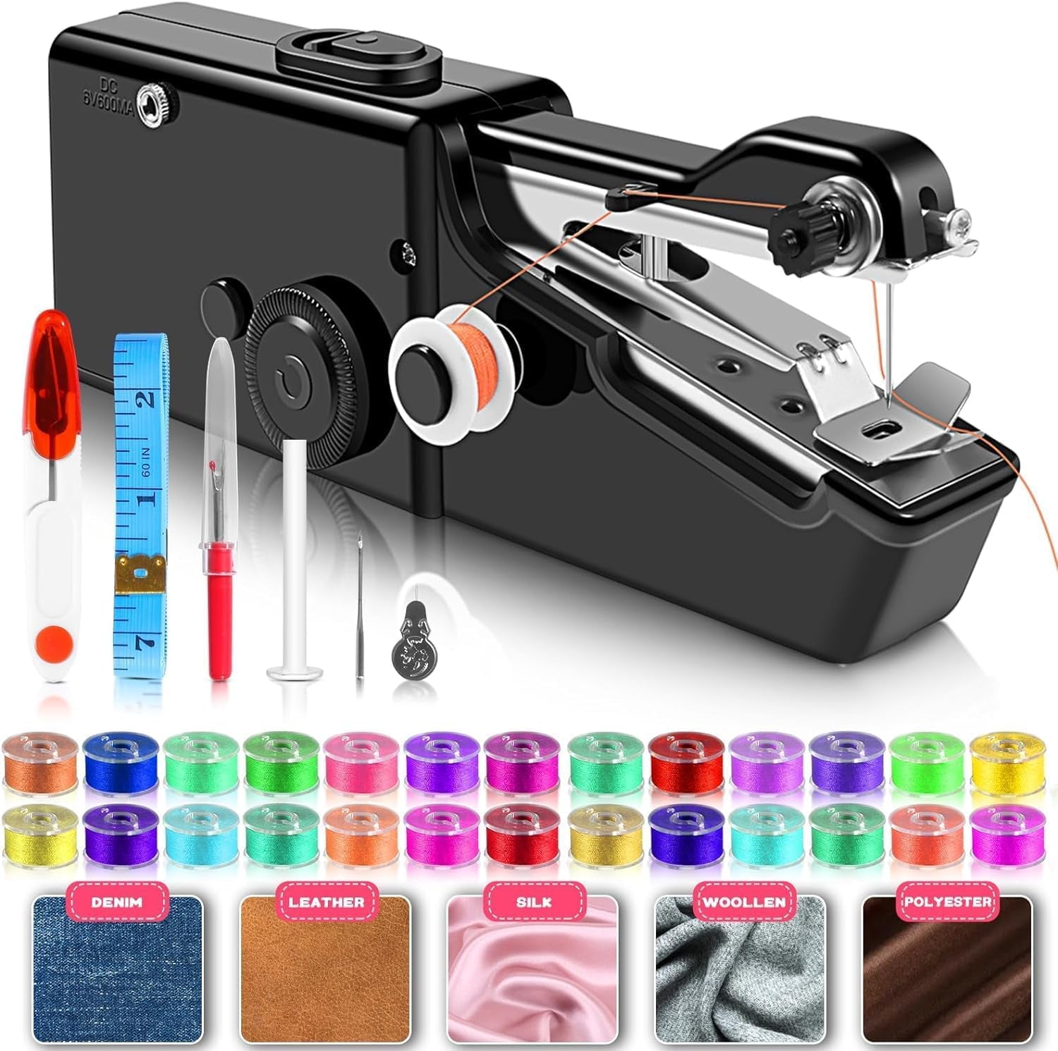 Handheld Sewing Machine with 35PCS Accessories, Easy Operated and Quick Repairing Portable Sewing Machine for Beginners, Mini Sewing Machine for Home Travel DIY, Black