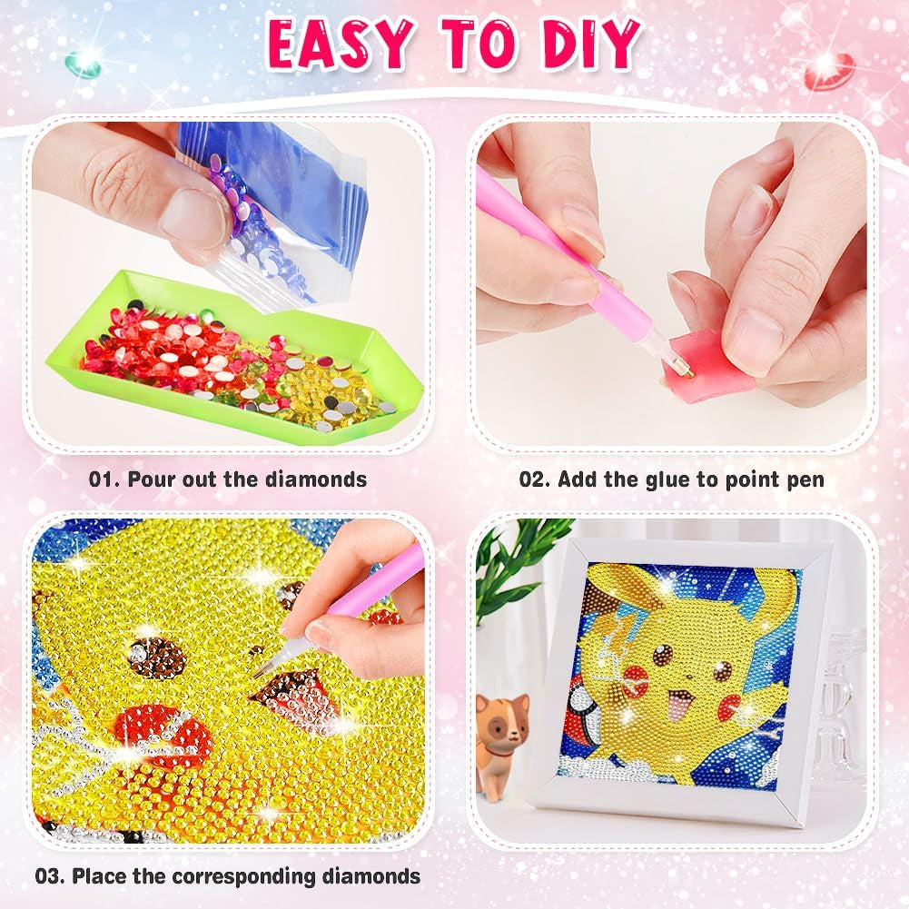 Diamond Kits for Kids Adults 4 Pack 5D Diamond Full Drill Diamond Art for Kids Ages 6-8-10-12 and Beginners