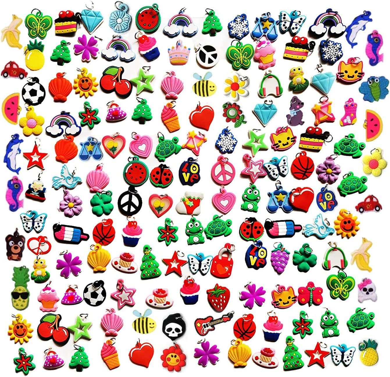 Flydem Rubber Loom Band Silicone Charm, Bracelet Charms,Loom Rubber Bands Charms,Bracelet Pendant,(105Pcs)