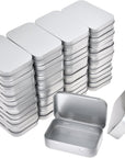Metal Rectangular Empty Hinged Tins - 30 Pack Silver Mini Portable Box Containers Small Storage Kit & Home Organizer