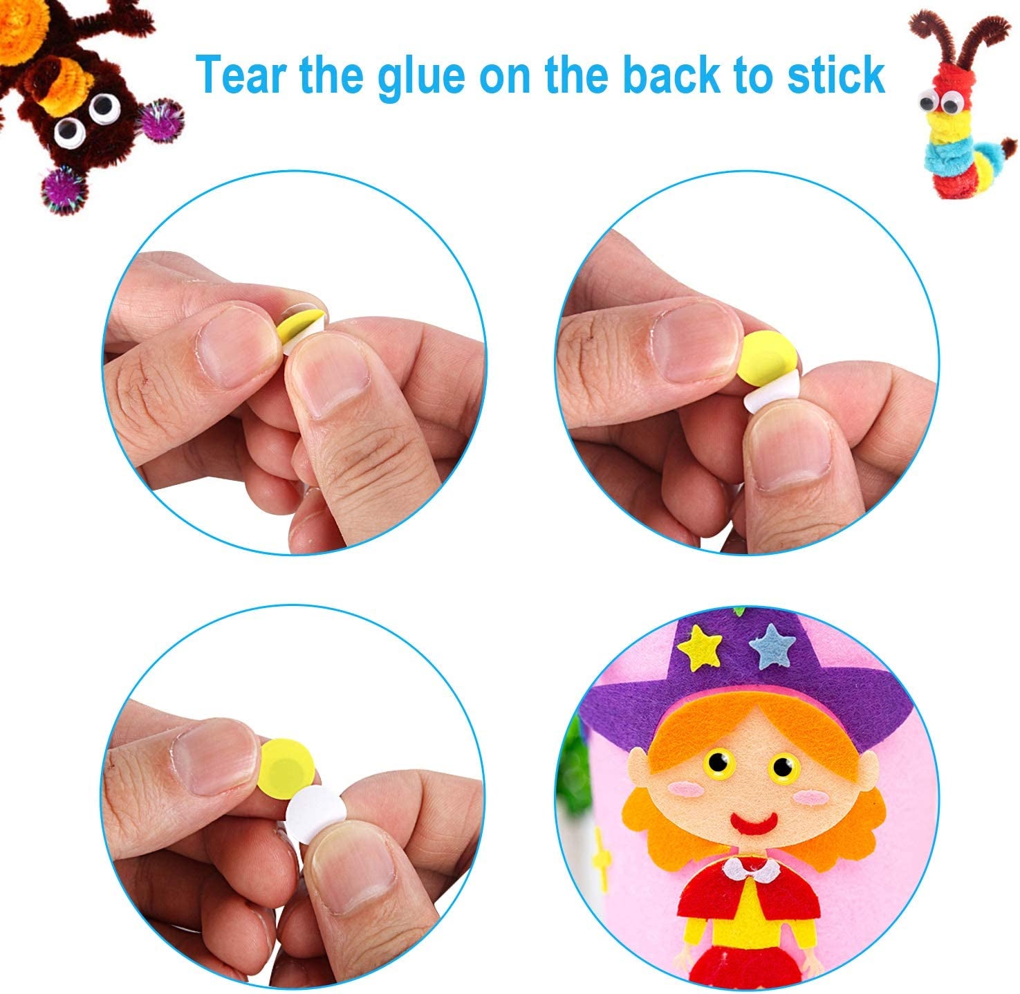 1000 Pcs Self Adhesive Googly Wiggle Eyes for DIY, Multi Colors and Sizes Craft Sticker Eyes
