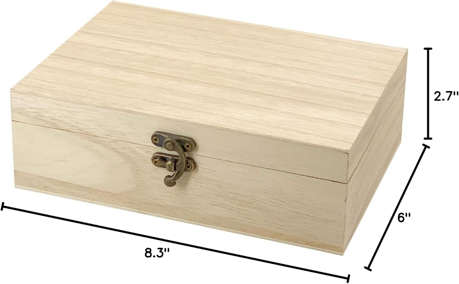 6 Pack Unfinished Wood Box with Lid Crafts Wooden Box for DIY Arts Project (8.3X6X2.7 Inches)
