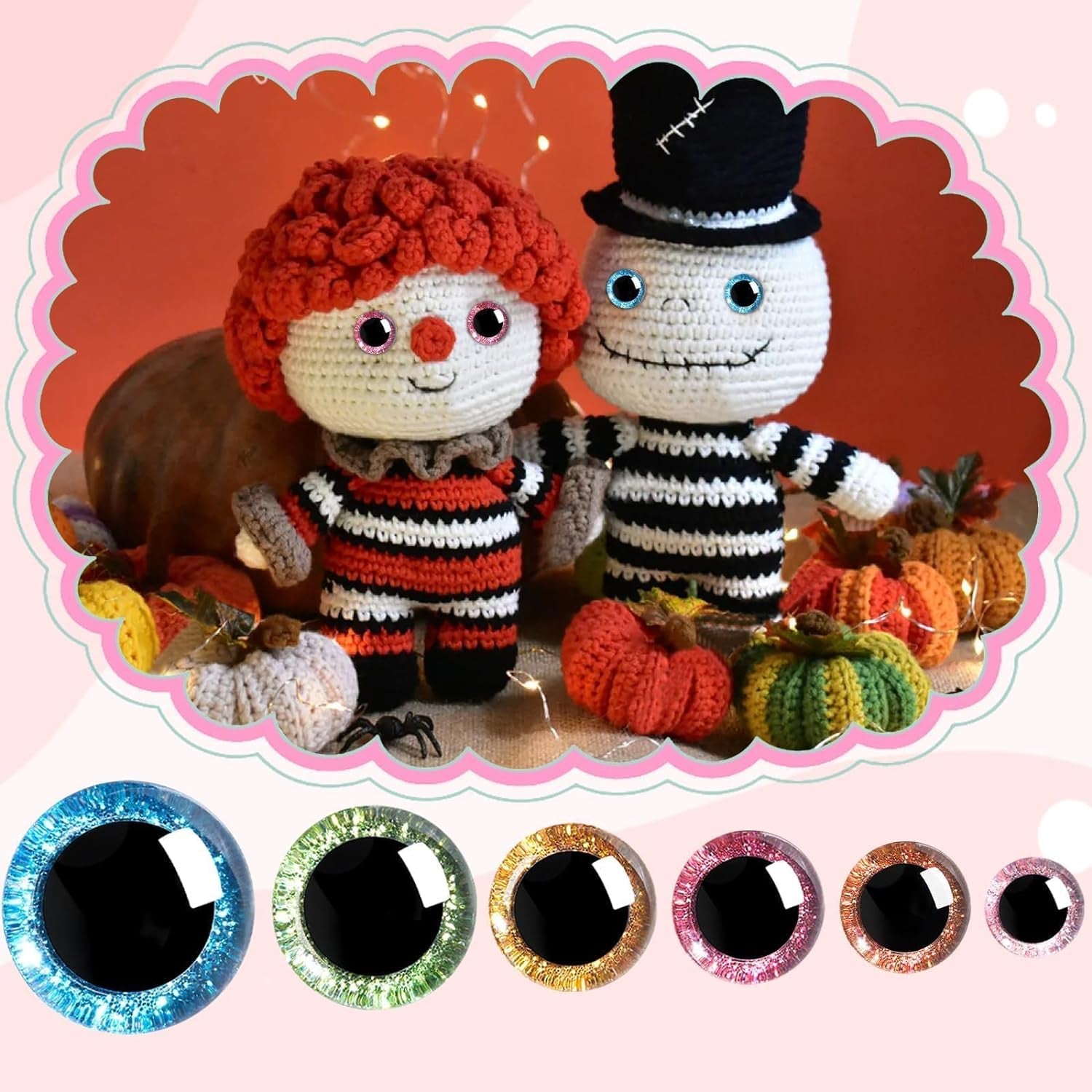 180 Pcs 3D Glitter Safety Eyes for Amigurumi with Washers 12-30Mm Trapezoid Safety Eyes for Crochet Animals Doll Eyes for Crocheting Stuffed Animal Eyes for DIY Christmas Decoration(6 Colors)
