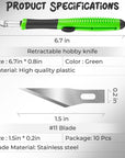 Exacto Knife, 1 Pack Craft Knife with Extra 10 Pcs High Carbon Steel Blades, Sharp Hobby Knife for Crafting, Modeling, Scalpel Knife, Precision Knife, Exacting Knife for Home and Studio Use