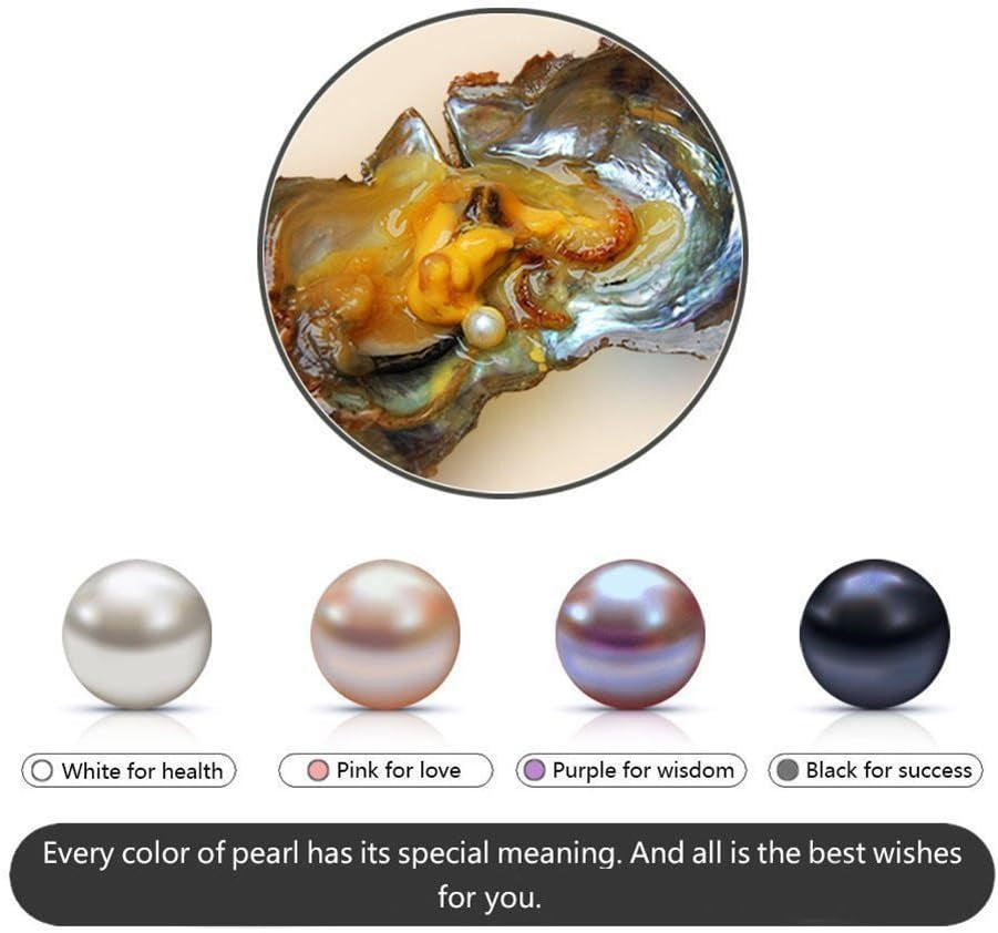 10 PC Freshwater Cultured Pearl Oyster Oval Pearls with White/Pink/Purple/Black, Birthday Gifts(7.5-8Mm)