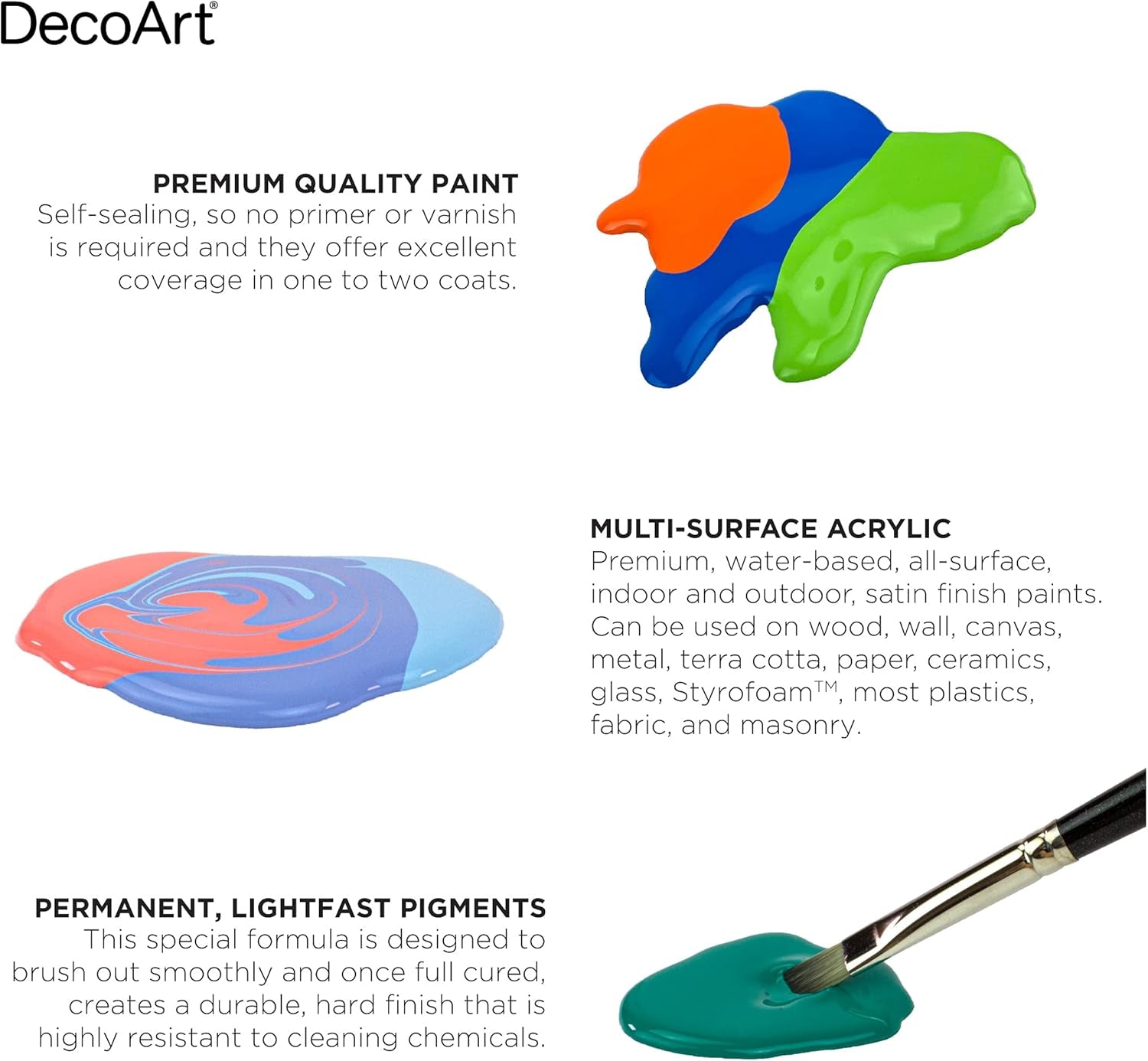 Americana Multi-Surface Satin Favorites Sample Kit for Wood, Metal, Glass, Ceramics, Fabric, Paper, Terra Cotta, Most Plastics and More