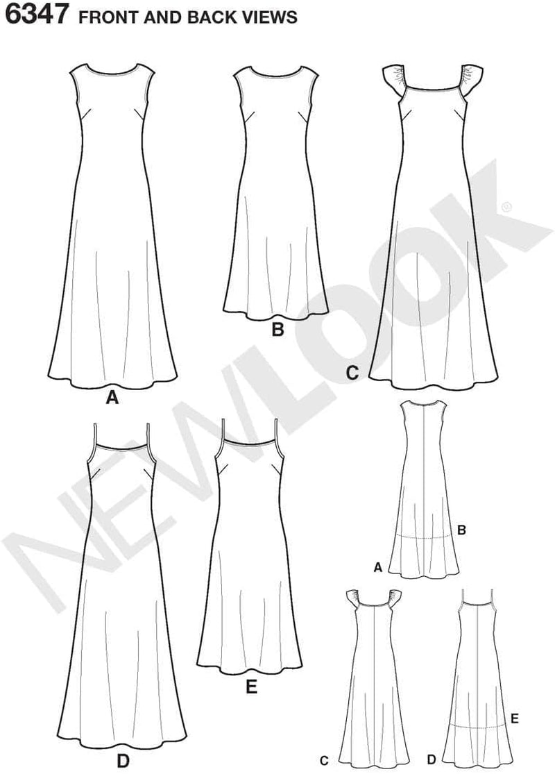 Sewing Pattern 6347 Misses Dresses, Size a (10-12-14-16-18-20-22)