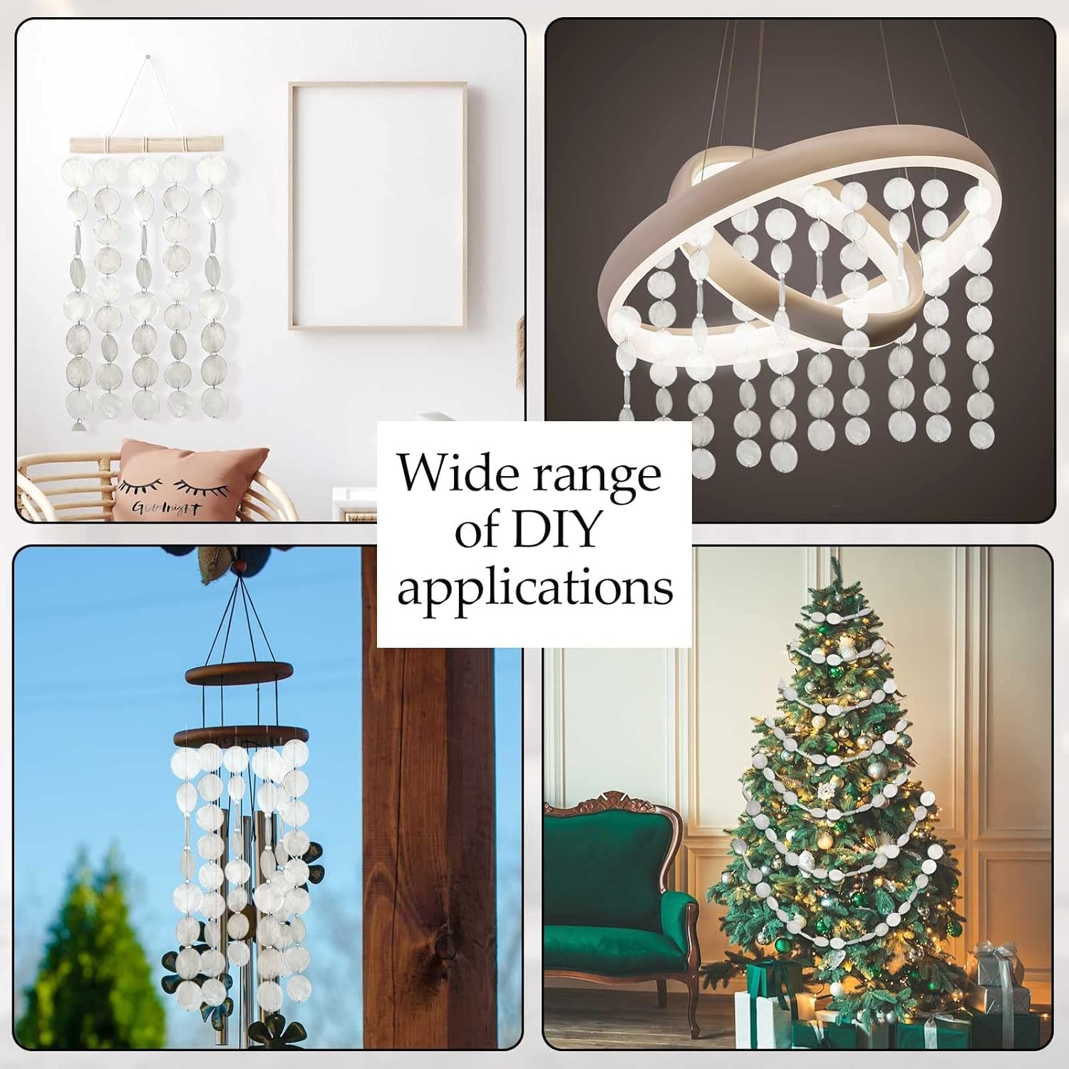 Capiz Shells round Natural Shells 2 Inch Sea Oyster Shells for Crafting with 2 Holes for Wind Chimes DIY Craft Hanging(120 Pcs)