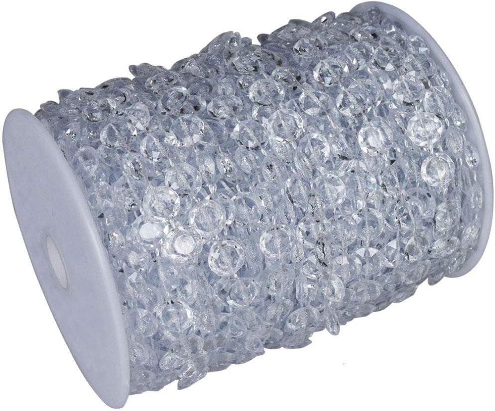 99FT DIY Garland Diamond Acrylic Crystal Beads Strand Shimmer Wedding Decorations Party Decoration Crafting Projects (Iridescent)
