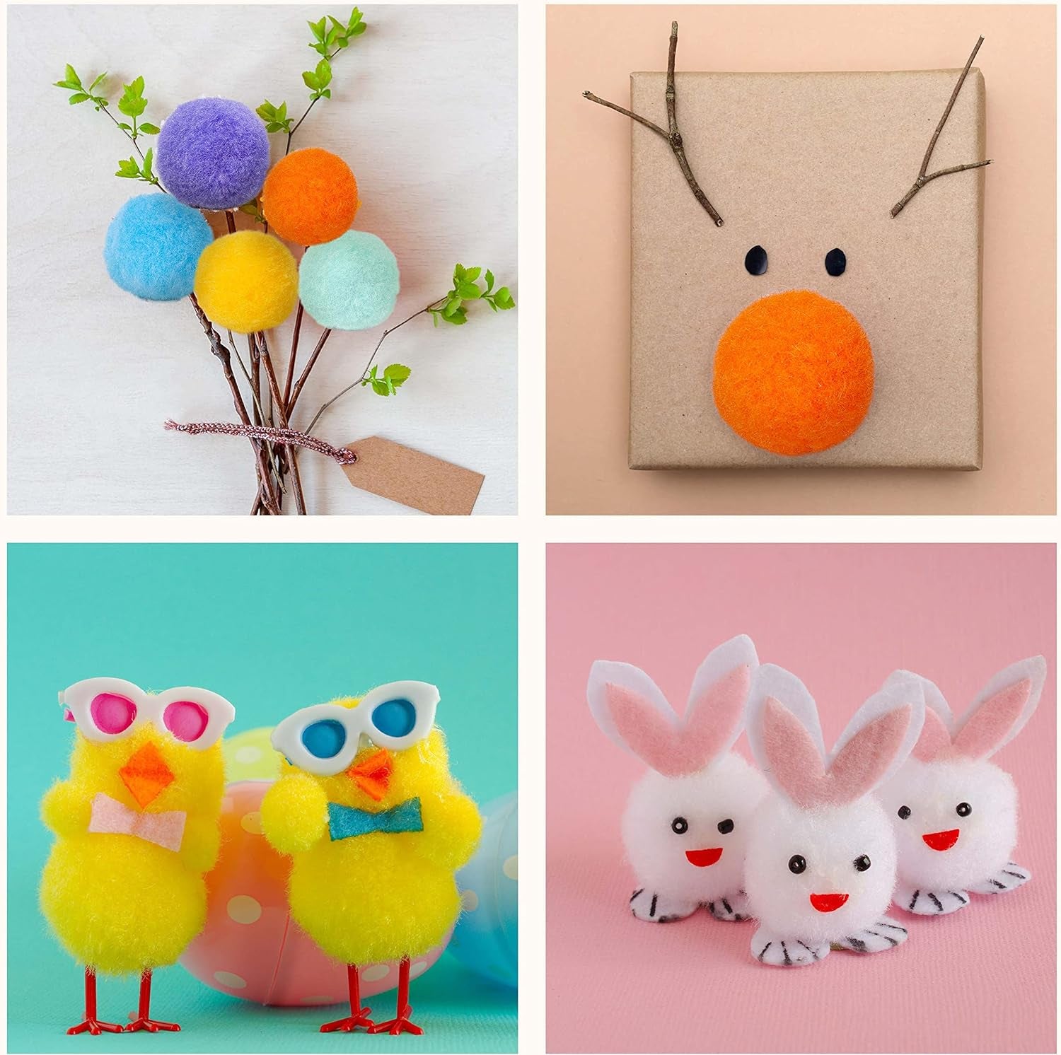 [130Pcs] 30Pcs 2 Inch Large Pom Poms with 100Pcs Wiggly Eyes, Multicolor Pom Poms for Arts and Crafts Kids DIY Projects