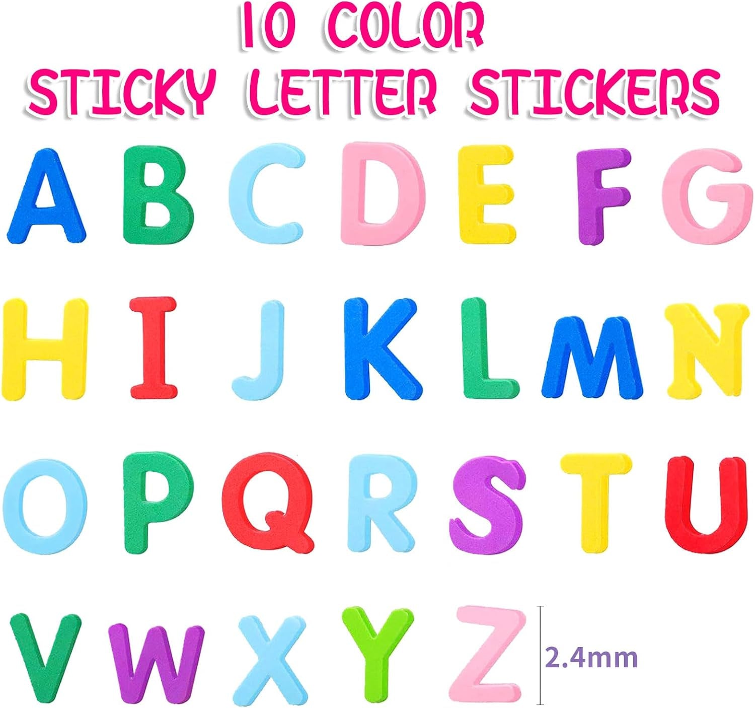 1050Pcs Letter Stickers Foam Letter Stickers,10 Colors Self Adhesive A-Z Alphabet Stickers Craft Supplies Stickers for Kids School Project Party Decorations（1.1X 0.9 In）