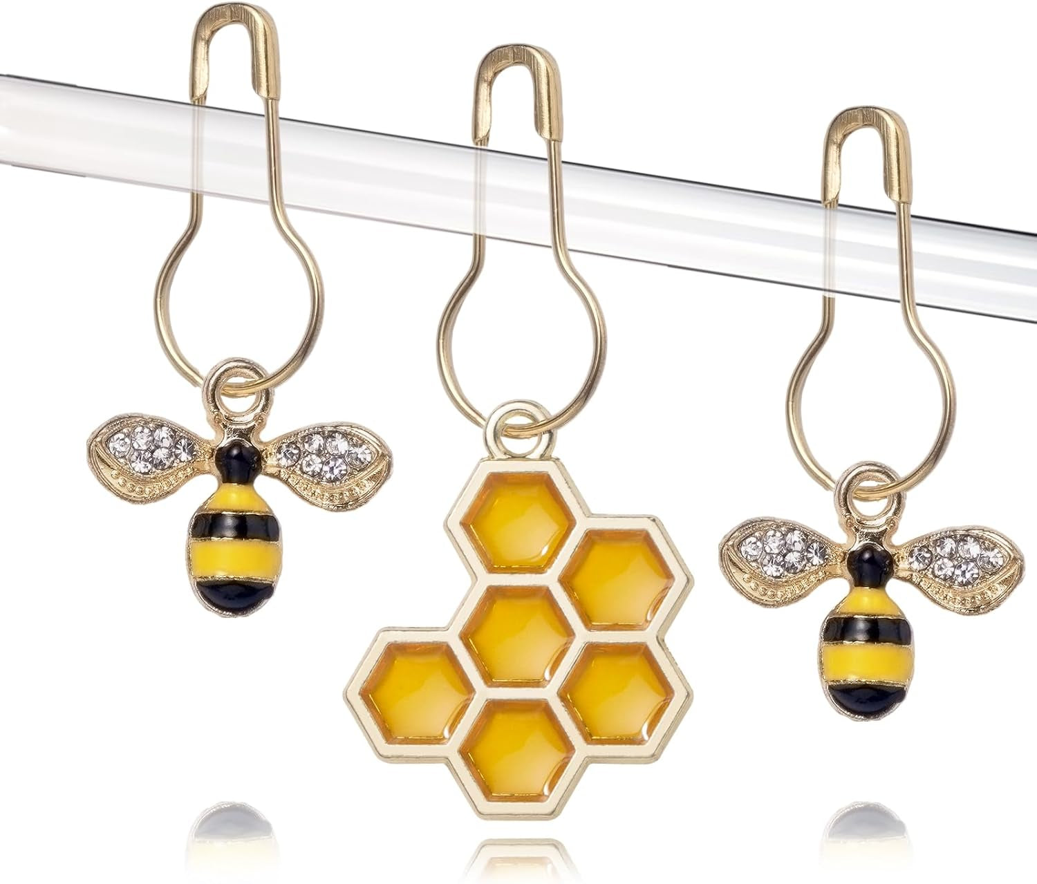 20 Pcs Cute Bee Honeycomb Stitch Marker, 2 Pcs Adjustable Knit Crochet Loop Ring for Crocheting and Knitting, Alloy Crochet Stitch Marker Knitting and Crocheting Accessories