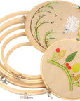 5 Pieces Embroidery Hoops Bamboo Circle Cross Stitch Hoop Ring 5 Inch to 10 Inch for Embroidery and Cross Stitch