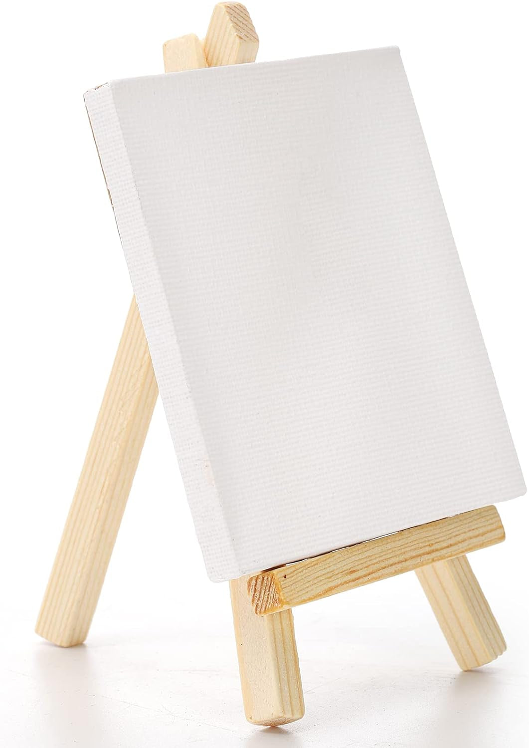 24 Pack 4" X 4" Mini Canvas and Easel Set, Small Art Easel Stand with Canvas Set, Tabletop Wooden Display Stand and Canvas Panels for Artist, Students, Adults, Kids Painting