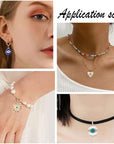 1 Box 40Pcs Evil Eye Charms Evil Eyes Charm Valentine'S Day Heart Charm Flat round Rhinestone Hamsa Hand Lucky Charms Love Charms for Jewelry Making Charm Earrings Necklace DIY Supplies