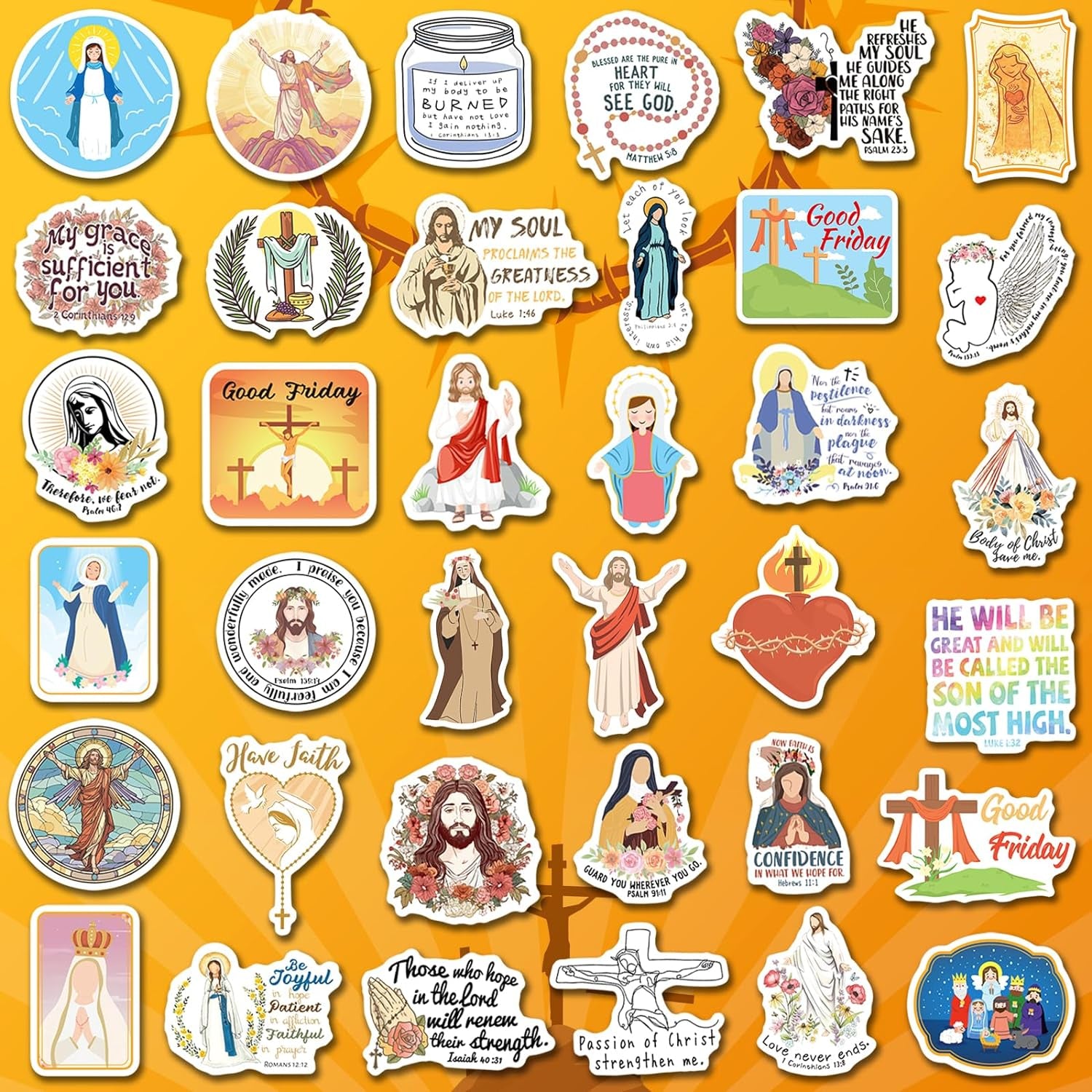 Catholic Stickers 400PCS Religious Stickers for Kids, Bible Verse Stickers for Journaling Women Catholic Jesus Stickers for Water Bottles Laptop Catholic Gifts