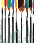 Artist Paint Brushes Set of 12 - Paint Brushes for Acrylic Painting, No Shedding Flat Fan Acrylic Paint Brushes, Face Watercolor Nail Oil Paint Brushes with Aluminum Ferrule & Wooden Handle