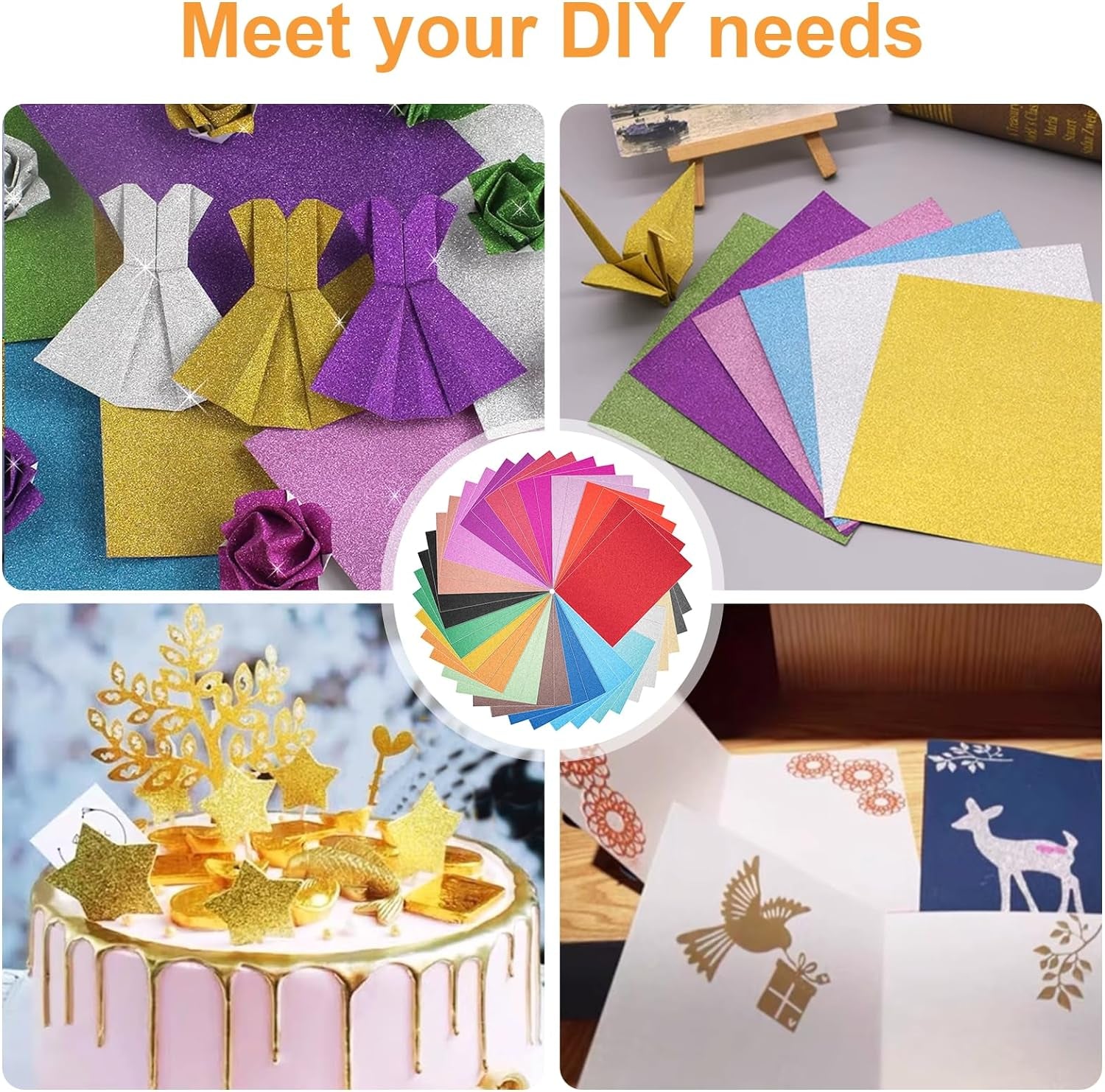 40 Sheets 20 Colors Glitter Cardstock,  Cricut Paper Cardstock, No-Shed Sparkly Glitter, A5 Glitter Paper for Arts and Crafts - Card Making, Scrapbooking, DIY Projects