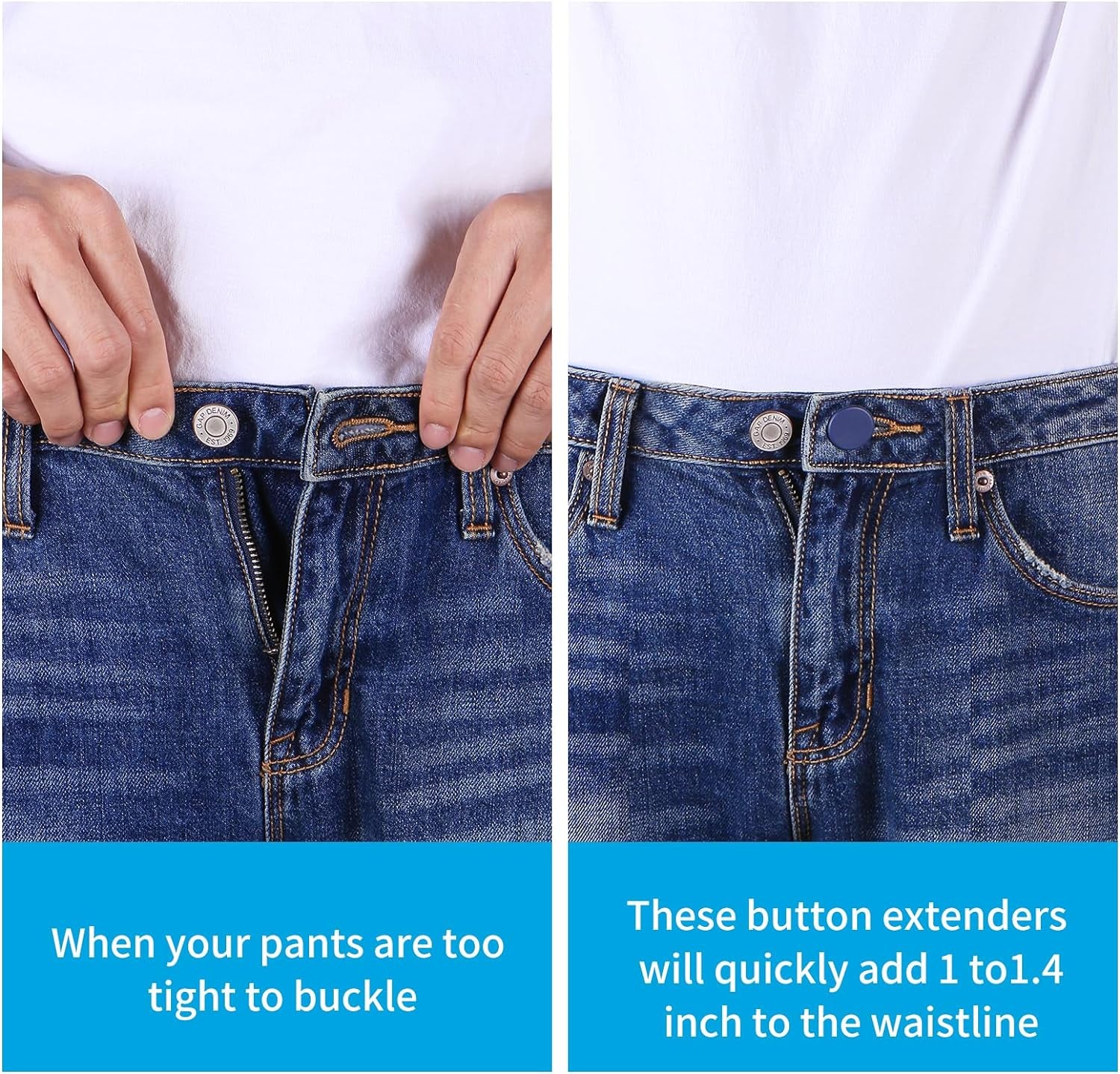 12PCS Button Extenders for Jeans, Pants Waist Button Extender for Women Men, 3 Colors Pant Waistband Expander, Pants Waist Extension 1-1.4 Inches