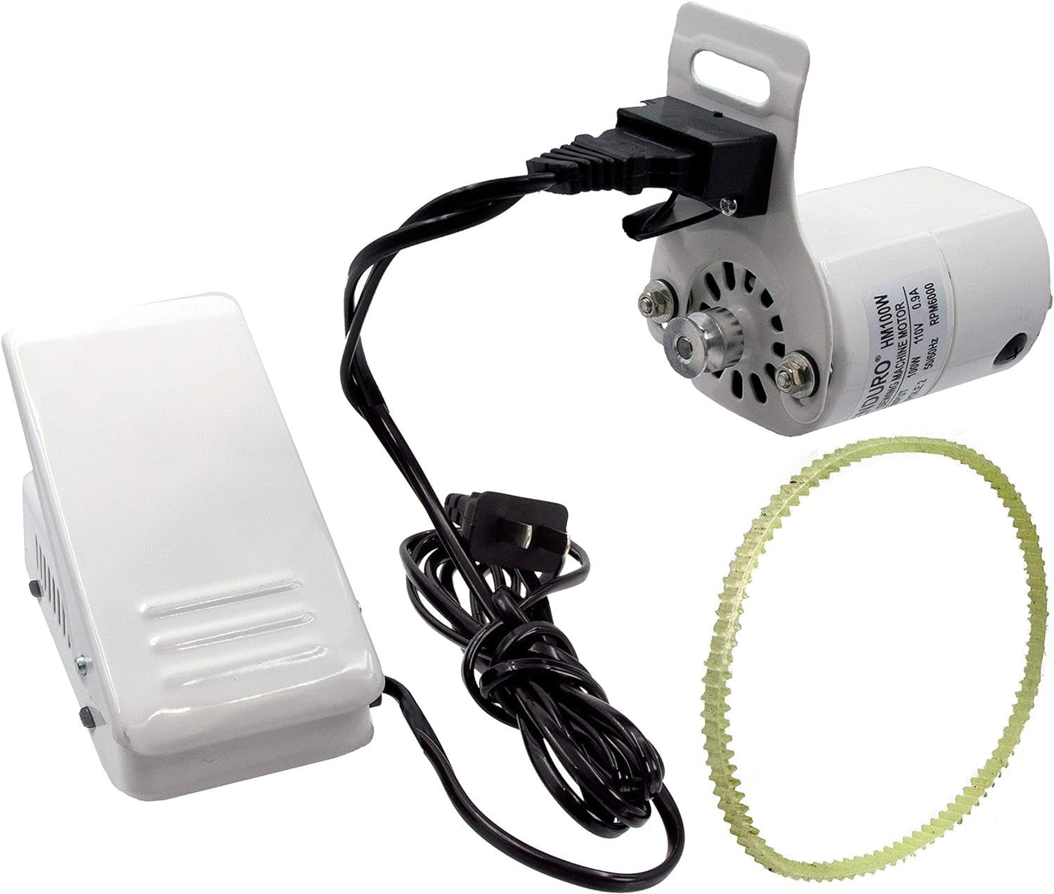 Sewing Machine Motor Kit with Foot Pedal & Belt - 110 Volt, 100 Watt for Imported & Domestic Home Sewing Machines (Black)