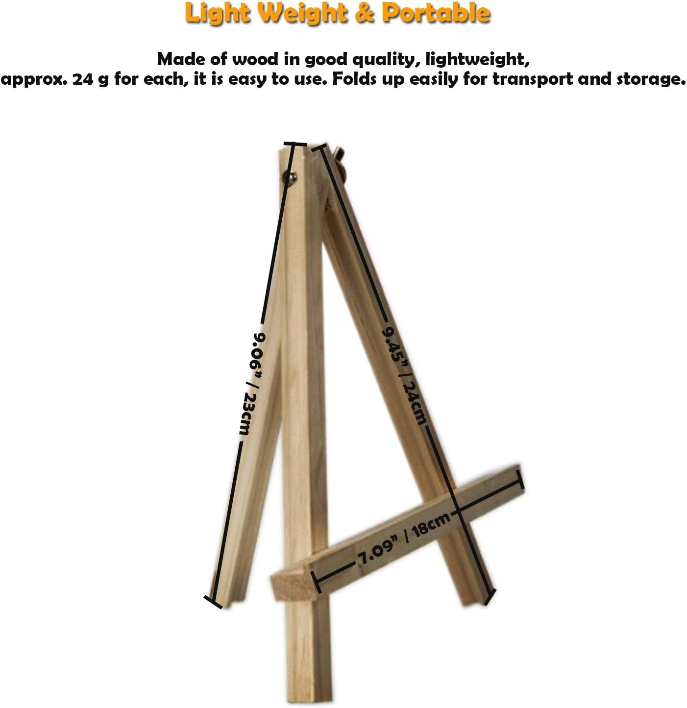 AUVOTTOKA Portable 9" Wood Tripod Tabletop Display Easel for Artist Painting, Sketching, Displaying Photos, Decorative Plates and More