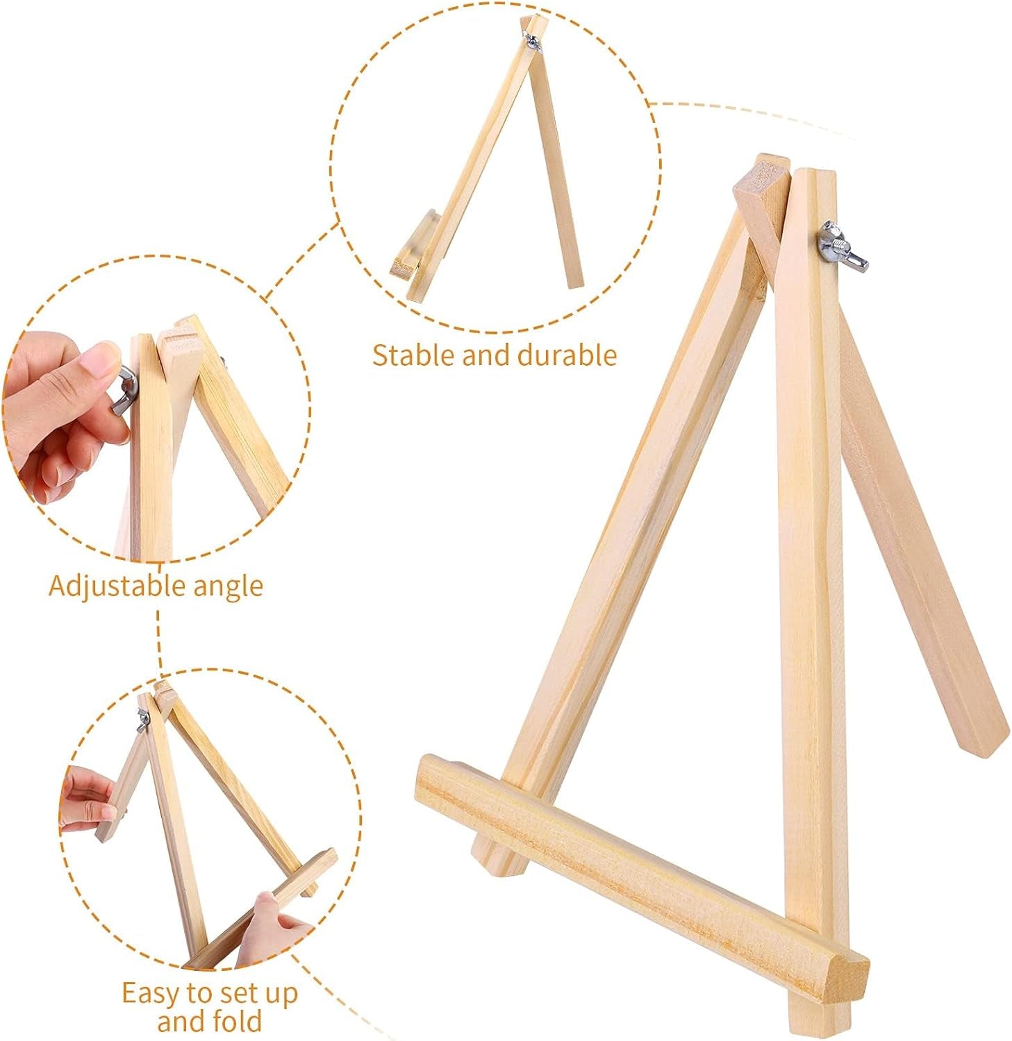 12 Pack Table Top Easels for Painting, 9.5 Inch Painting Easel Natural Wooden Canvas Stand Foldable A-Shaped Frame Wood Display Canvases Easels Set for Adults Artist Students