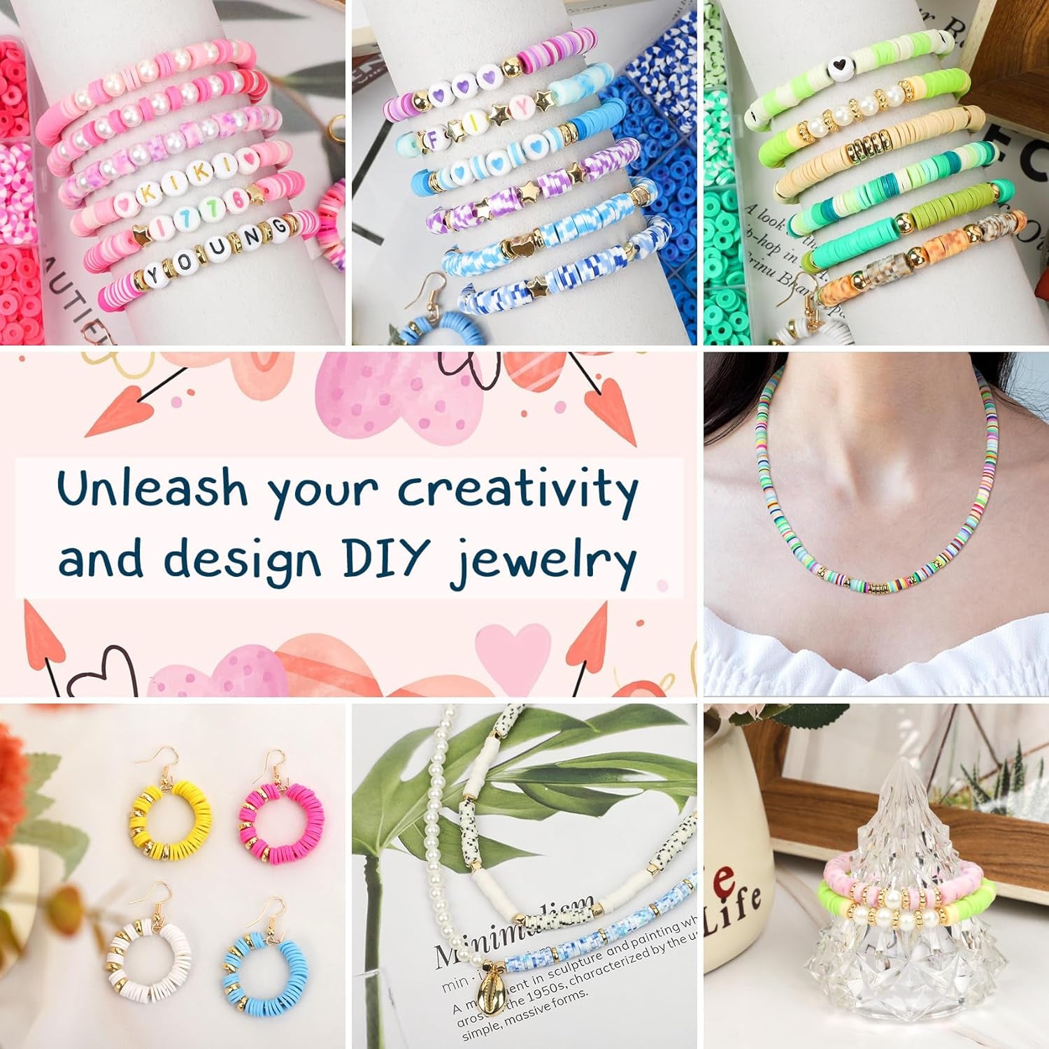 23110 Pcs Clay Beads Bracelet Making Kit, 144 Colors 7 Boxes Friendship Bracelet Beads Clay Bead Bracelet Kit Flat Heshi Beads for Jewelry Necklace Making DIY Crafts Gift