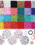 7200Pcs Seed Beads for Friendship Bracelet Kit, 4Mm Glass Bracelet Beads Kit and 300Pcs Letter Beads for Jewelry Making, Necklaces, Craft Gifts