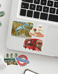 Bustling London Travel Stickers (28Pcs) - Gouache Style, English-Themed Vacation Decals for Journals, Scrapbooks, Luggage, Water Bottle
