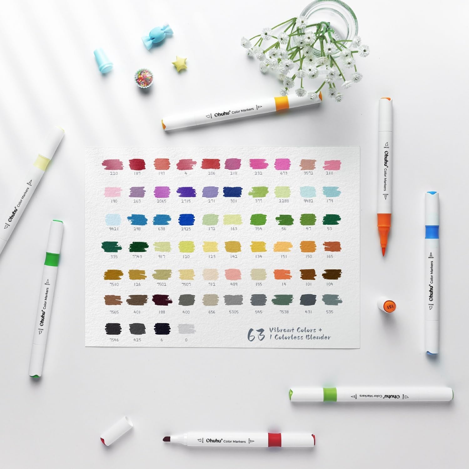 Markers for Adult Coloring Books: 64 Colors Art Markers Dual Brush Chisel Tips Drawing Pens Water-Based Coloring Markers for Kids Adults Calligraphy Sketching Bullet Journal with Storage Case