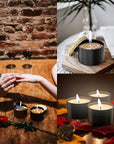 Upgraded 24 Pack Candle Tins 8 Oz with Lids, Bulk Empty Candle Jars for Making Candles, Premium Metal Candle Containers, round Candle Vessels Kit for Adults DIY Candle Making (Black and Wood Grain)