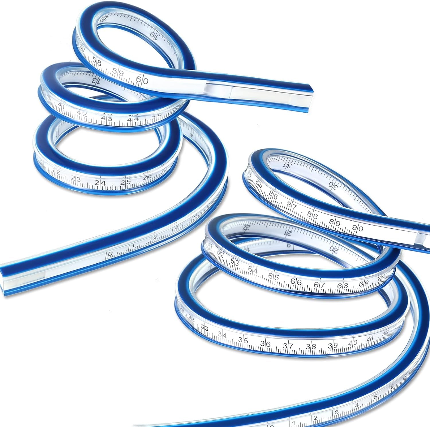 2 Pieces 24'' and 36'' Flexible Curve Rulers Double Side Scale Ruler for Sewing Woodworking Engineering Drawing Design Graphics Garment