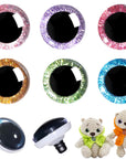 120Pcs 16Mm 3D Glitter Plastic Safety Eyes for Amigurumi Trapezoid Craft Crochet Doll Eyes with Washers Stuffed Animal Eyes for DIY of Puppet, Bear Plush Animal(6 Colors)