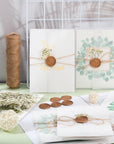 50 Sets Wedding Invitations Wraps Set Include Pre Folded Vellum Jackets for 5 X 7 Inch Invitations Mini Dried Flowers Gold Wax Seal Stickers for Wedding Birthday Bridal Baby Shower Craft DIY