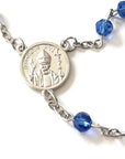 Made in Italy Blue Rosary Blessed by Pope Francis Vatican Rome Holy Father Crystal Glass Beads with Silver Toned Base Papal Cross Crucifix Blessing