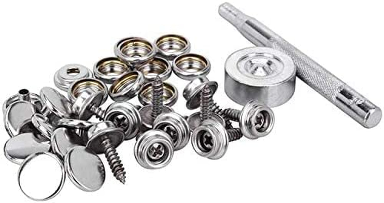 150 PCS Canvas Snap Kit Tool, Metal Screws Snaps Marine Grade 3/8" Socket Stainless Steel Boat Canvas Snaps with 2 PCS Setting Tool for Boat Cover Furniture (150 PCS)