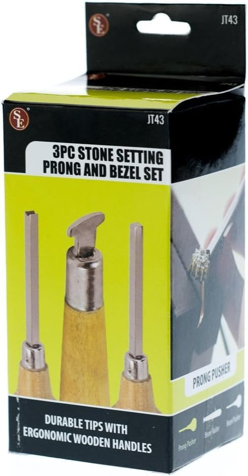 Stone tting Prong and Bezel t, t of 3 Jewelry Stone tting Tools, Jewelry Stone Prong Pusher, Durable Tips, Ergonomic Wooden Handles