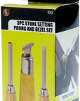 Stone tting Prong and Bezel t, t of 3 Jewelry Stone tting Tools, Jewelry Stone Prong Pusher, Durable Tips, Ergonomic Wooden Handles