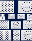 American Flag 50 Star Stencils and 13 Stars 1776 Templates, American Flag Templates, Ideal for Painting on Wood, Fabric, Paper, Walls [6 Sizes, 2 Styles]