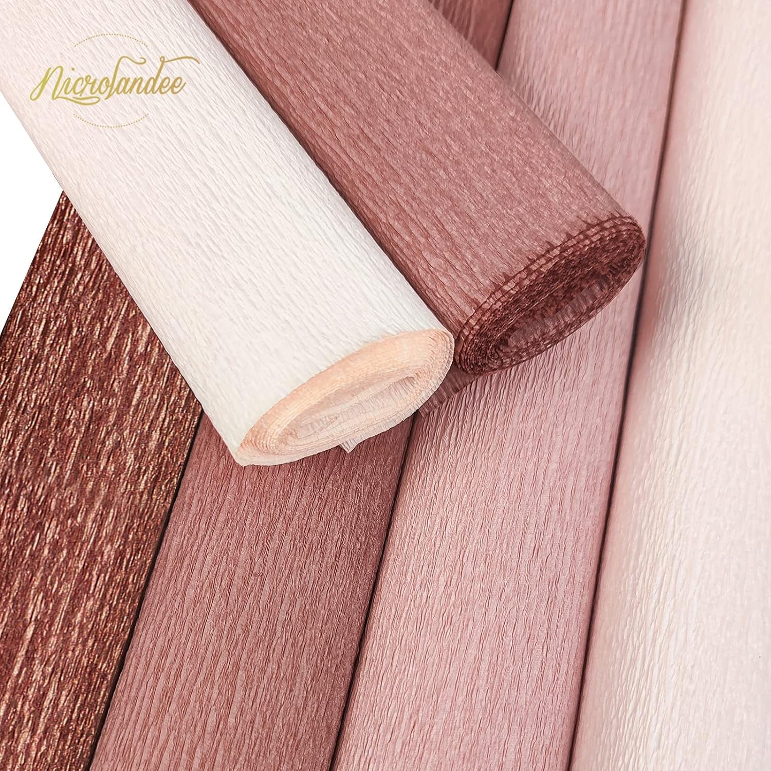 8 Rolls Rose Gold Premium Crepe Paper Rolls for DIY Gift Wrapping Paper Crafts Birthday Wedding Holiday Paper Flower, 20 Inches Wide by 6.56 Ft Long, 4 Colors