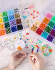 3510Pcs 36 Colors, Hair Pony Beads Bulk with Letter Bead, 9Mm Rainbow DIY Kandi Beads Kit for Jewelry Making Bracelets Pearl Transparent and Opaque Pendants