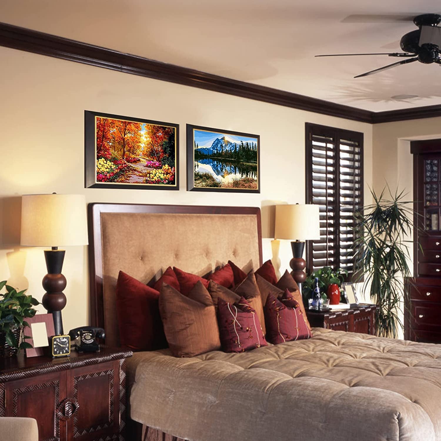 Paint by Numbers Kit for Adults Kids - Crafts DIY Paint by Numbers Kits for Beginners - Color by Numbers Pack on Canvas Painting Kit - Acrylic Paint on Mountains Lake