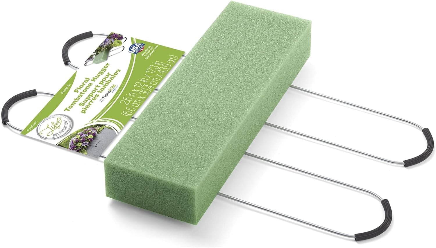Floral Tombstone Hugger with Florafōm 2.6 Inch X 12 Inch X 17.3 Inch Green