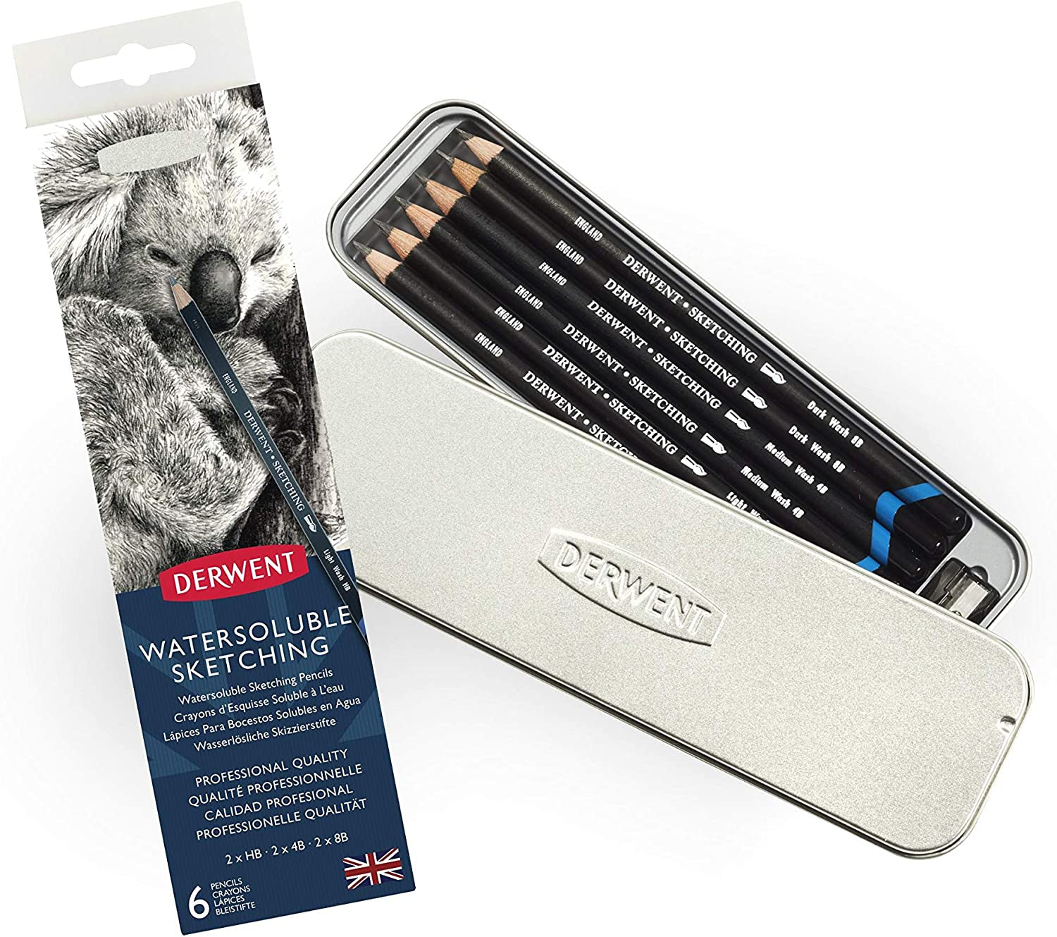 Watersoluble Sketching Pencils, Metal Tin, 6 Count (0700837)