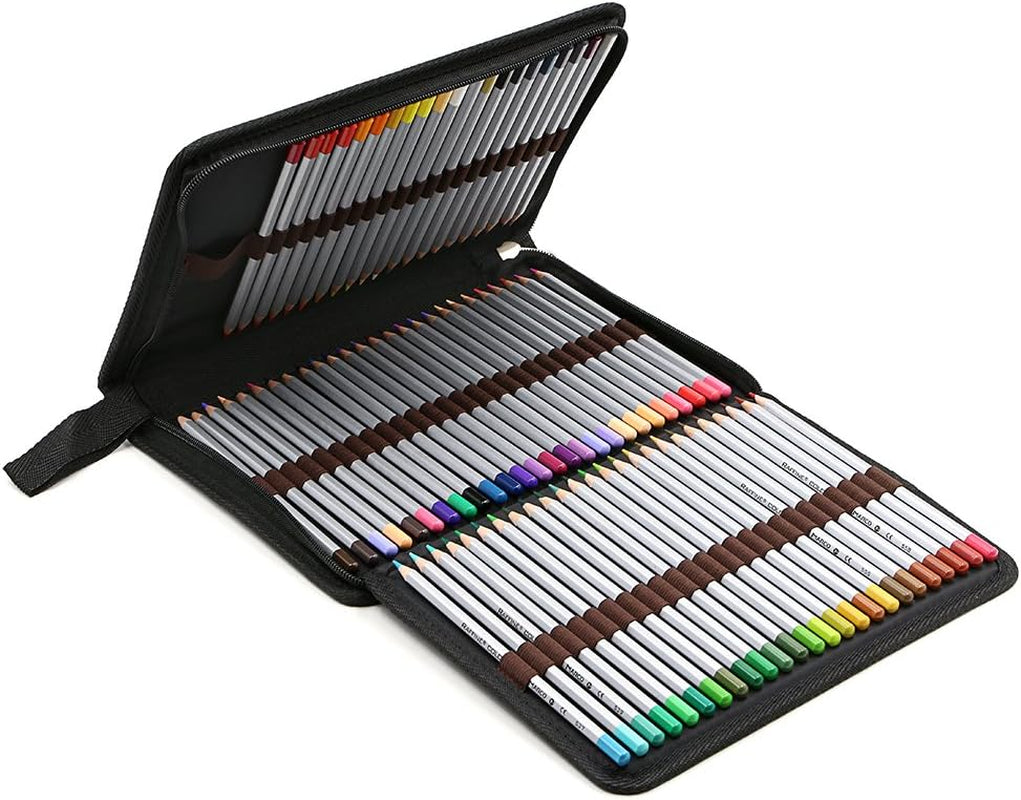 ® Portable Canvas Zippered Colored Pencil Case-Super Large Capacity 72 Slot Pencil Bag Pouch for Watercolor Pencils(Black)