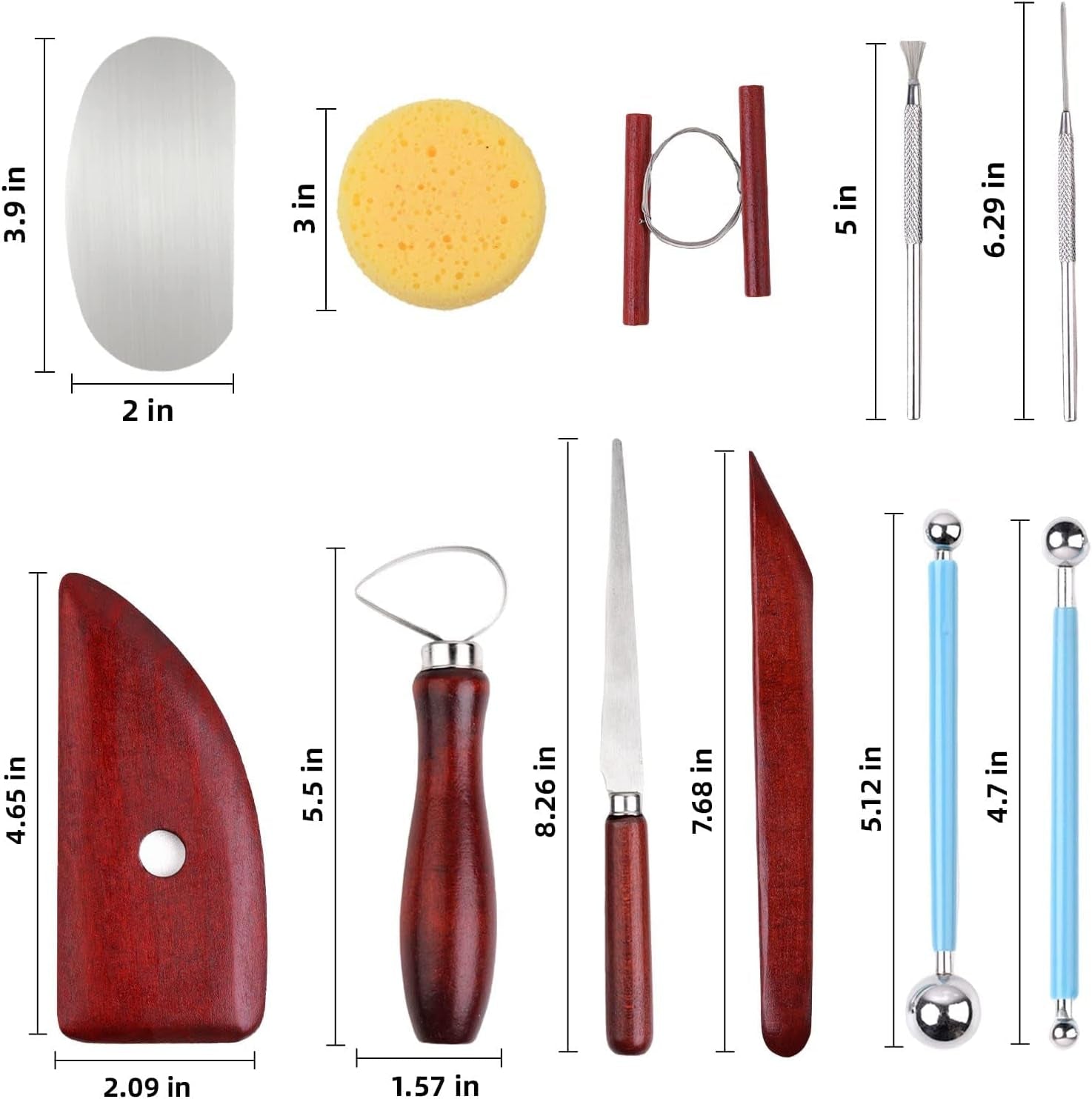 18PCS Clay Sculpting Tools, Basic Clay Pottery Carving Tool Kit with Wooden Handles and Tool Bag