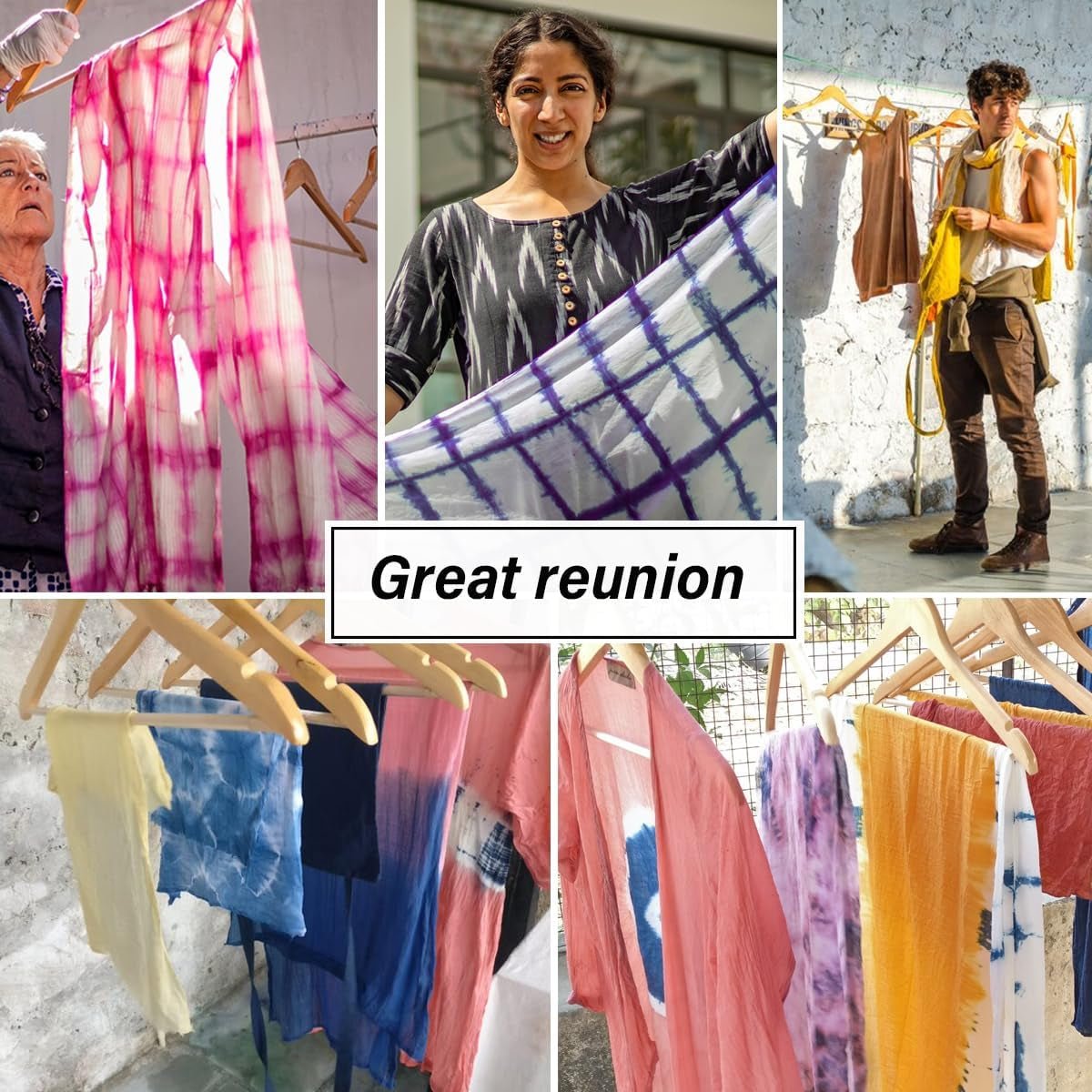 Fabric Tie Dye Kit with 3 Colors | Natural Shibori Powder | Indigo, Sunflower Yellow and Turkey Red | Perfect Clothing Dying | Painting Party Supplies DIY Art Craft Set for Kids and Adults