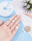 690Pcs Half round Pearl Beads 6 Sizes Flat Back Pearl Cabochon Faux Pearl Beads for DIY Scrapbook Phone Case Wedding Decor Hair Accessory Nail Art, White, 4/5/6/8/10/12Mm